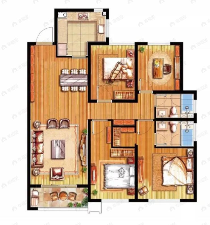 首开金茂熙悦4室2厅2卫户型图