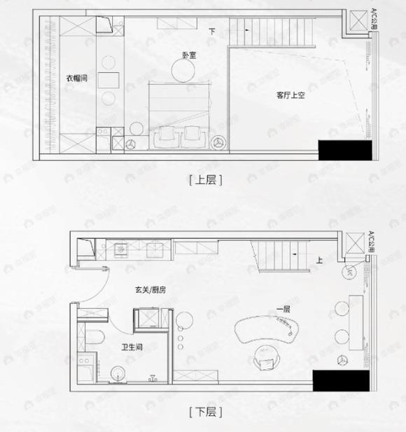 北辰三角洲1室1厅1卫户型图