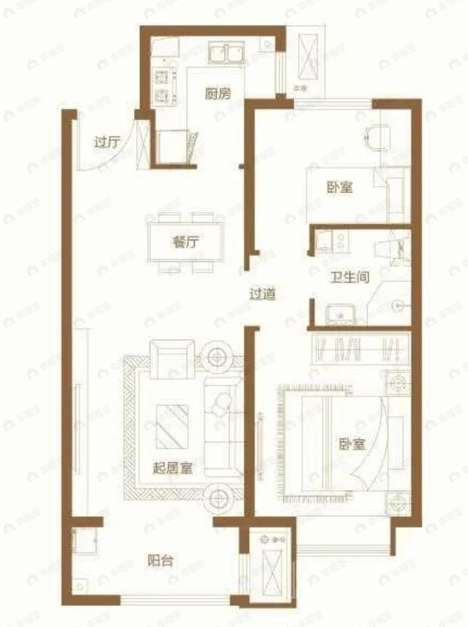 农垦含章雅著2室2厅1卫户型图