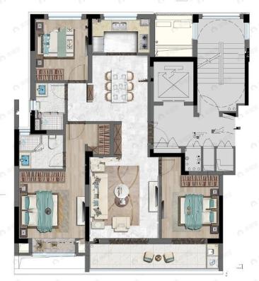 兰香园3室2厅2卫户型图