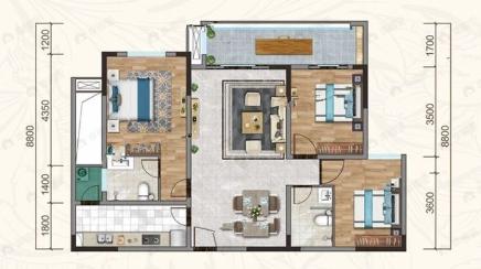 天府西苑3室2厅2卫户型图
