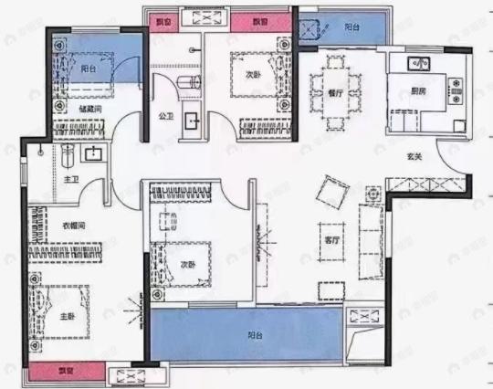 德奥悦东方4室2厅2卫户型图