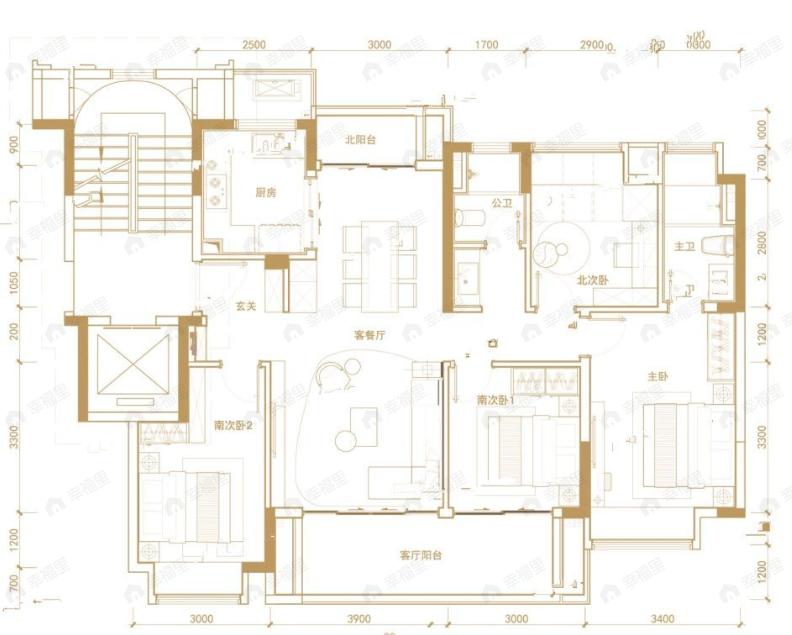 华侨城万科4室2厅2卫户型图