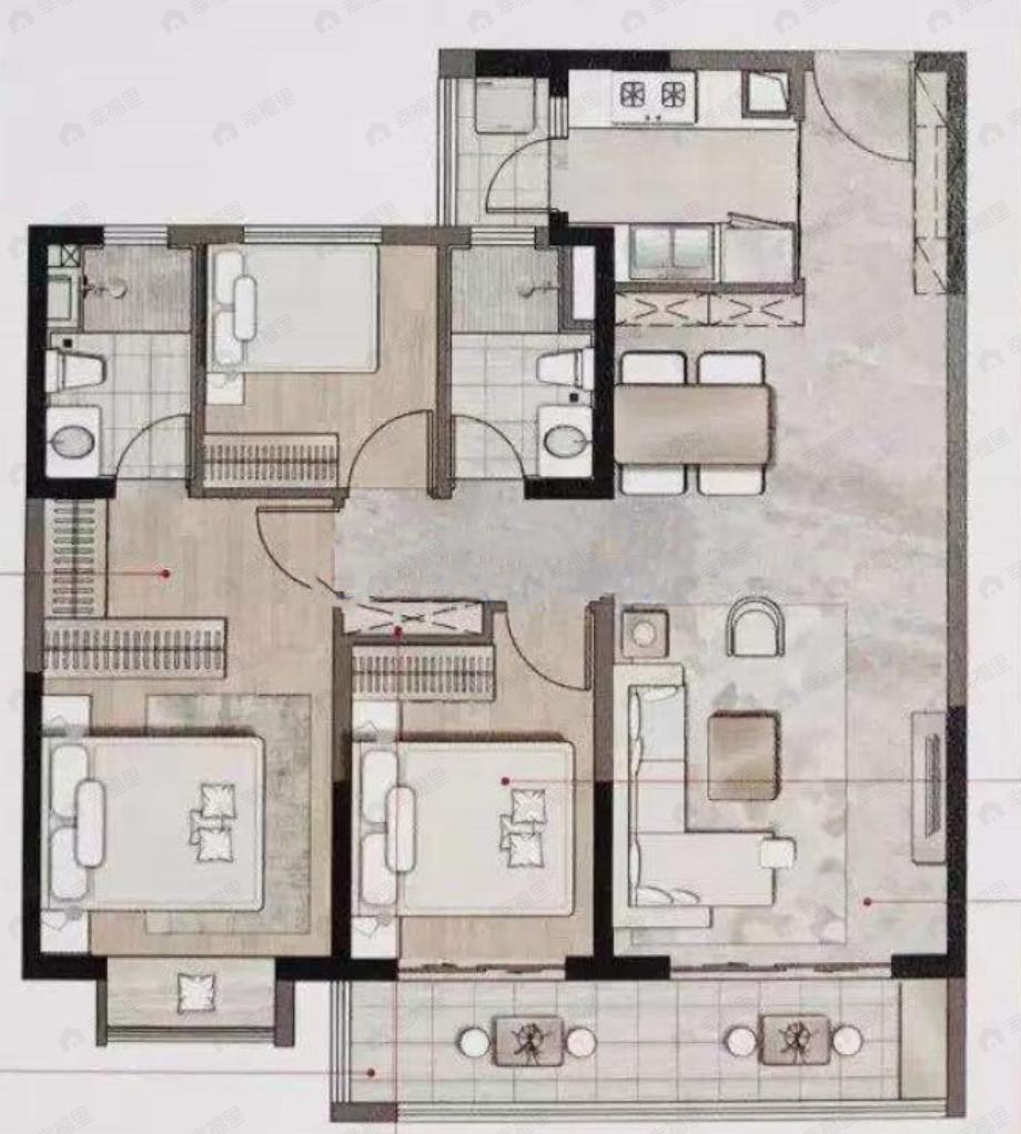 俊云峰3室2厅2卫户型图