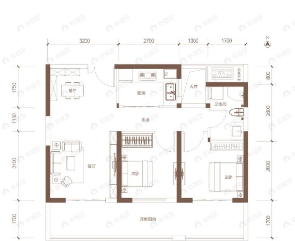 金沙湖高尔夫观邸2室2厅1卫户型图