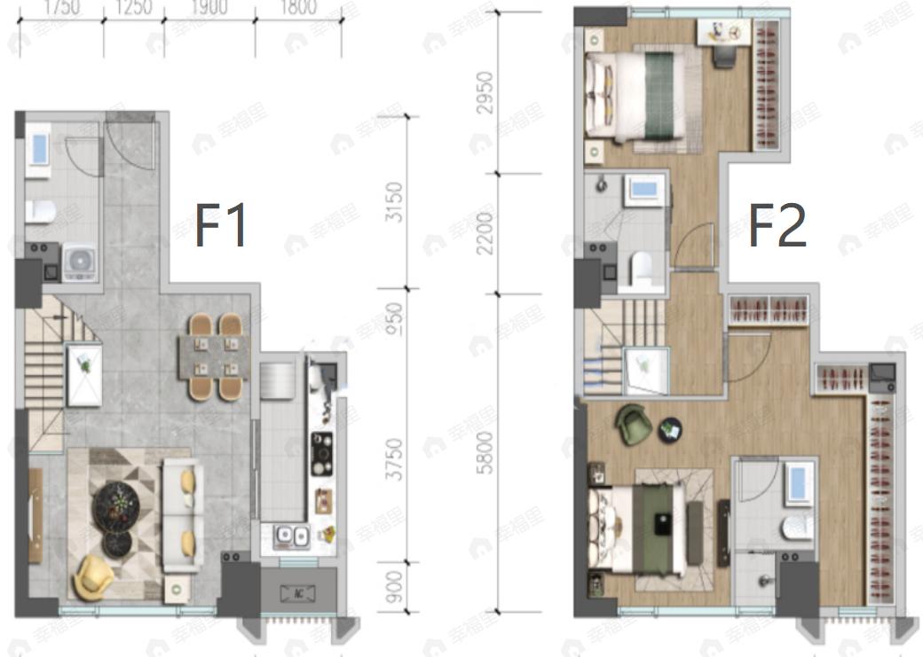 莱安领域2室2厅3卫户型图