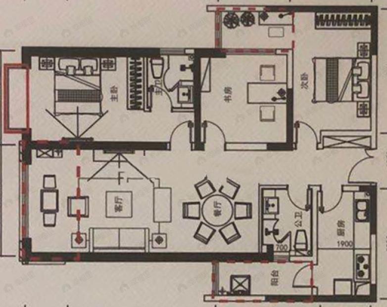 瑞鼎城3室2厅2卫户型图