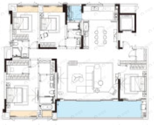 融创碧桂园望江府4室2厅3卫户型图