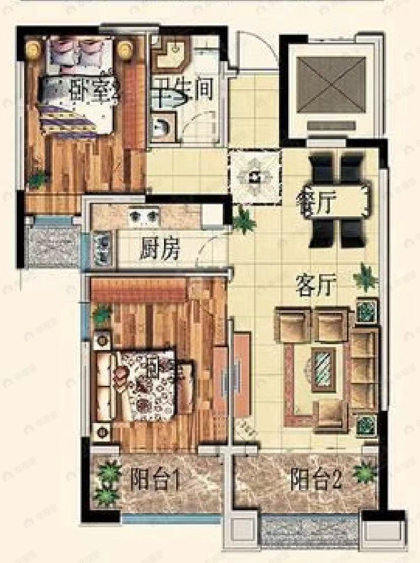 合兴嘉园2室2厅1卫户型图