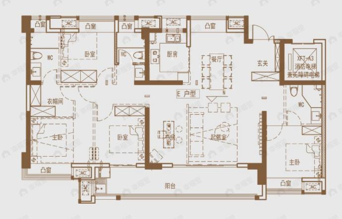 榕发悦乐郡5室2厅3卫户型图