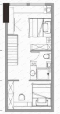 2室2厅2卫建面42m²北户型图