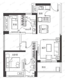 翠园华府2室2厅2卫户型图