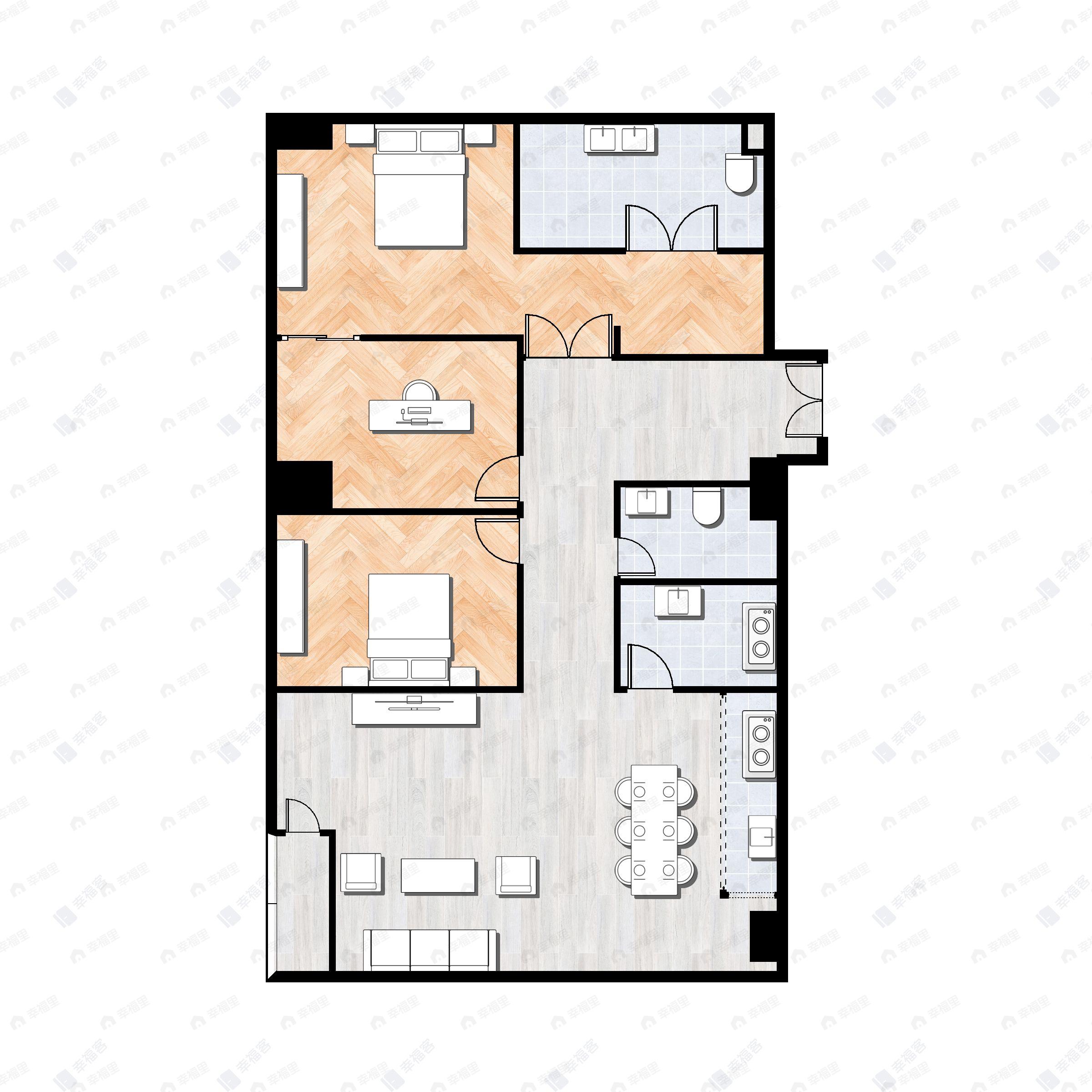 3室2厅2卫建面175平户型图