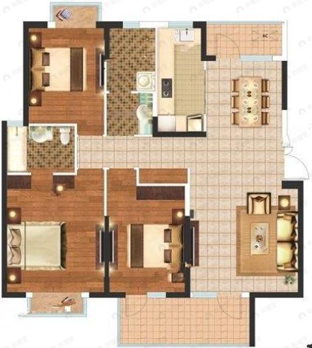 南国中心二期3室2厅2卫户型图