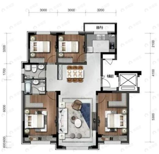 宝裕悦兰湾观萃4室2厅2卫户型图