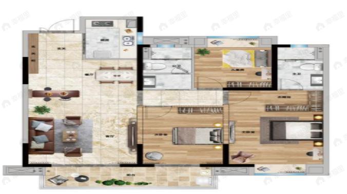 中建壹品澜荟3室2厅2卫户型图