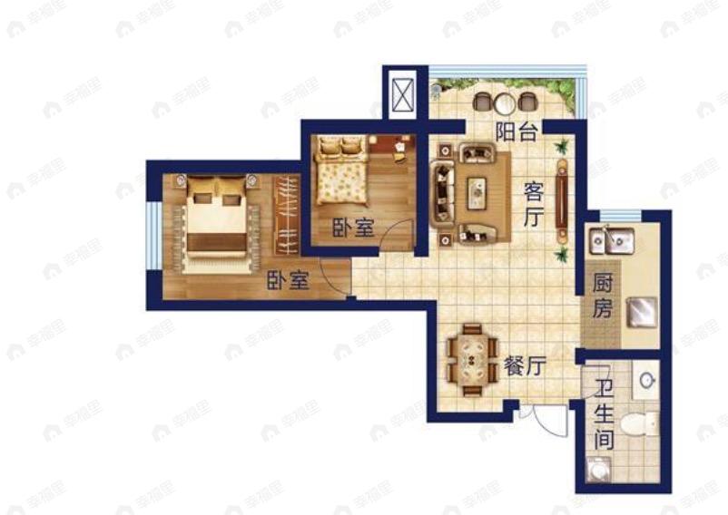 九洲城二期2室2厅1卫户型图