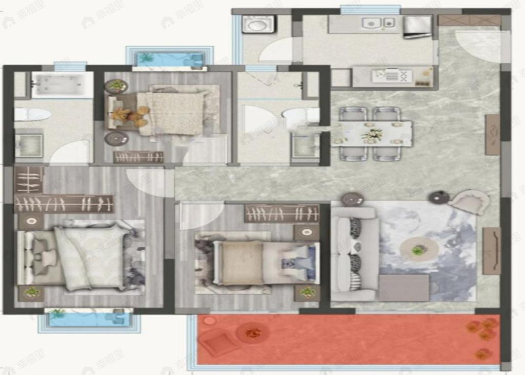 保利城3室2厅2卫户型图