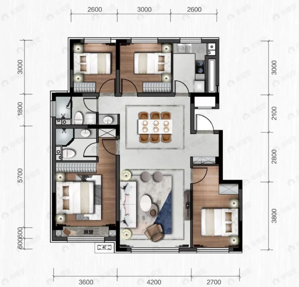 宝裕悦兰湾观萃4室2厅2卫户型图
