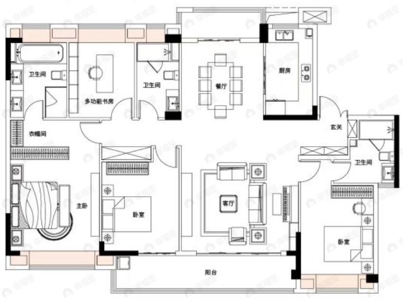 能建长江华府4室2厅3卫户型图