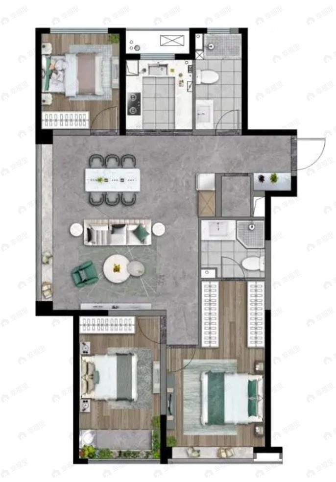 绿城春和印月3室2厅2卫户型图