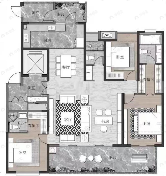 融城昆明湖3室2厅3卫户型图