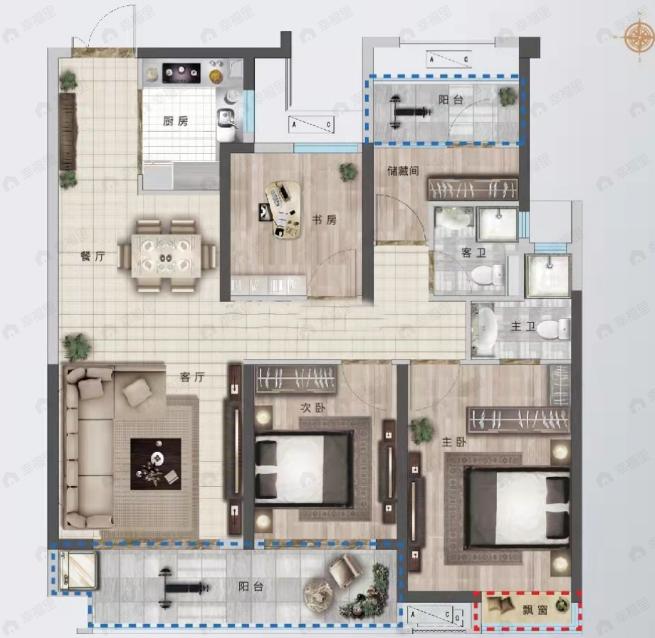 正昌·翰林府4室2厅2卫户型图