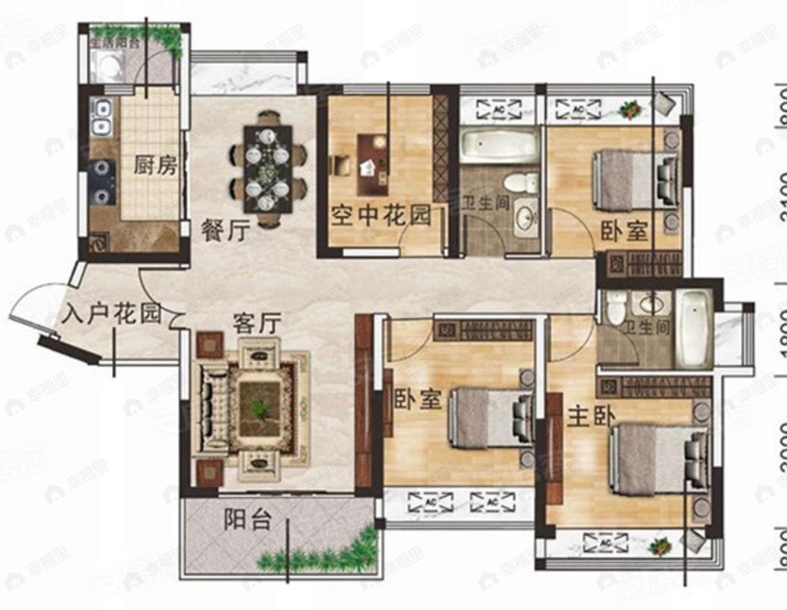滨江和院3室2厅2卫户型图