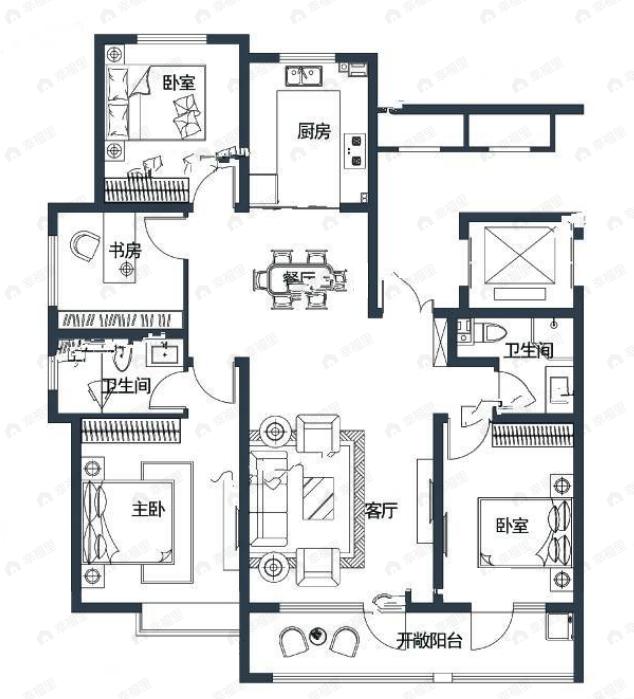 远洋繁花里4室2厅2卫户型图