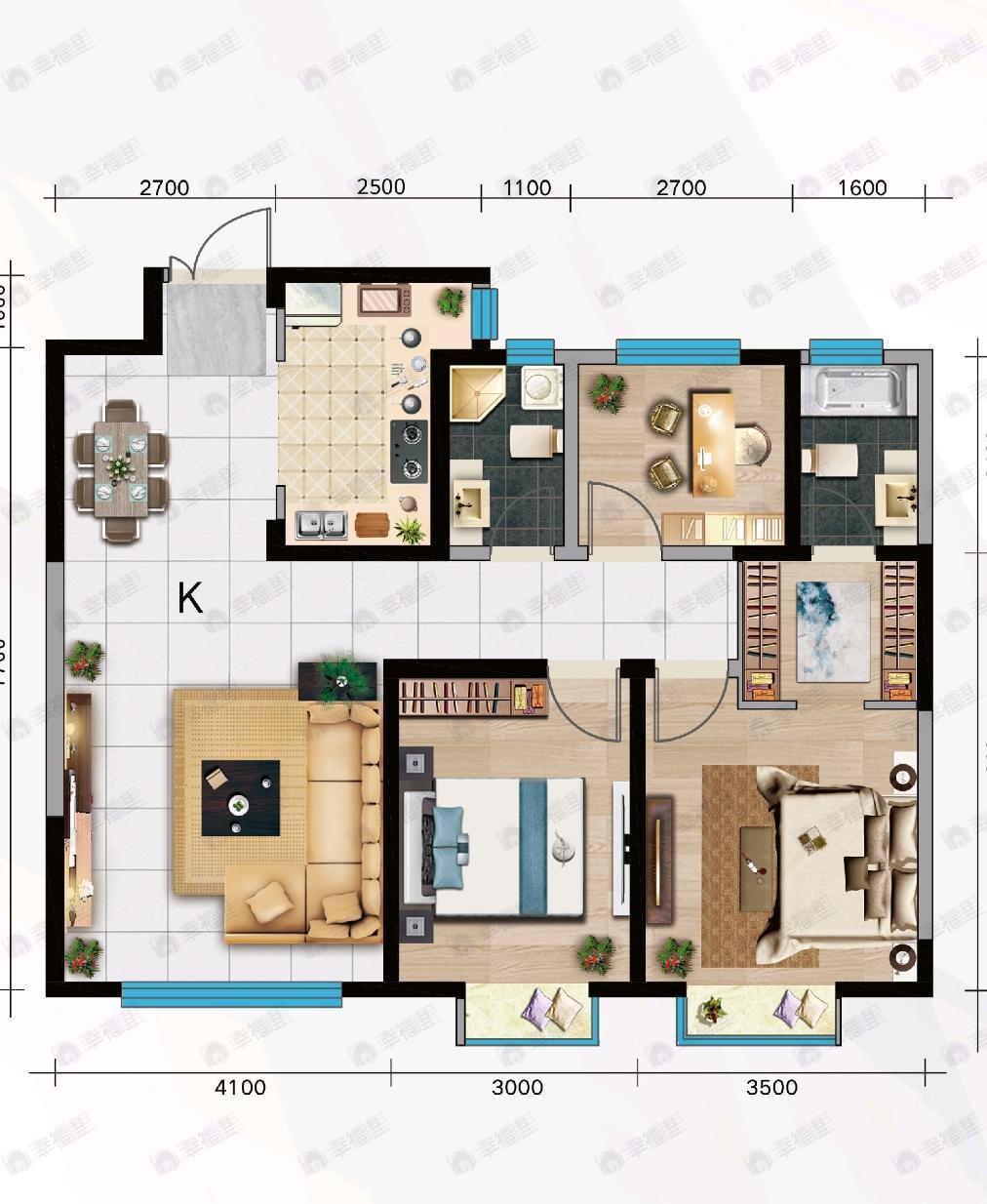 万枫美利山3室2厅2卫户型图