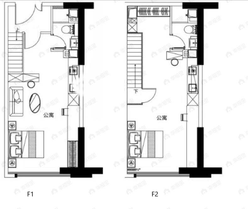 碧桂园蜜柚2室2厅2卫户型图
