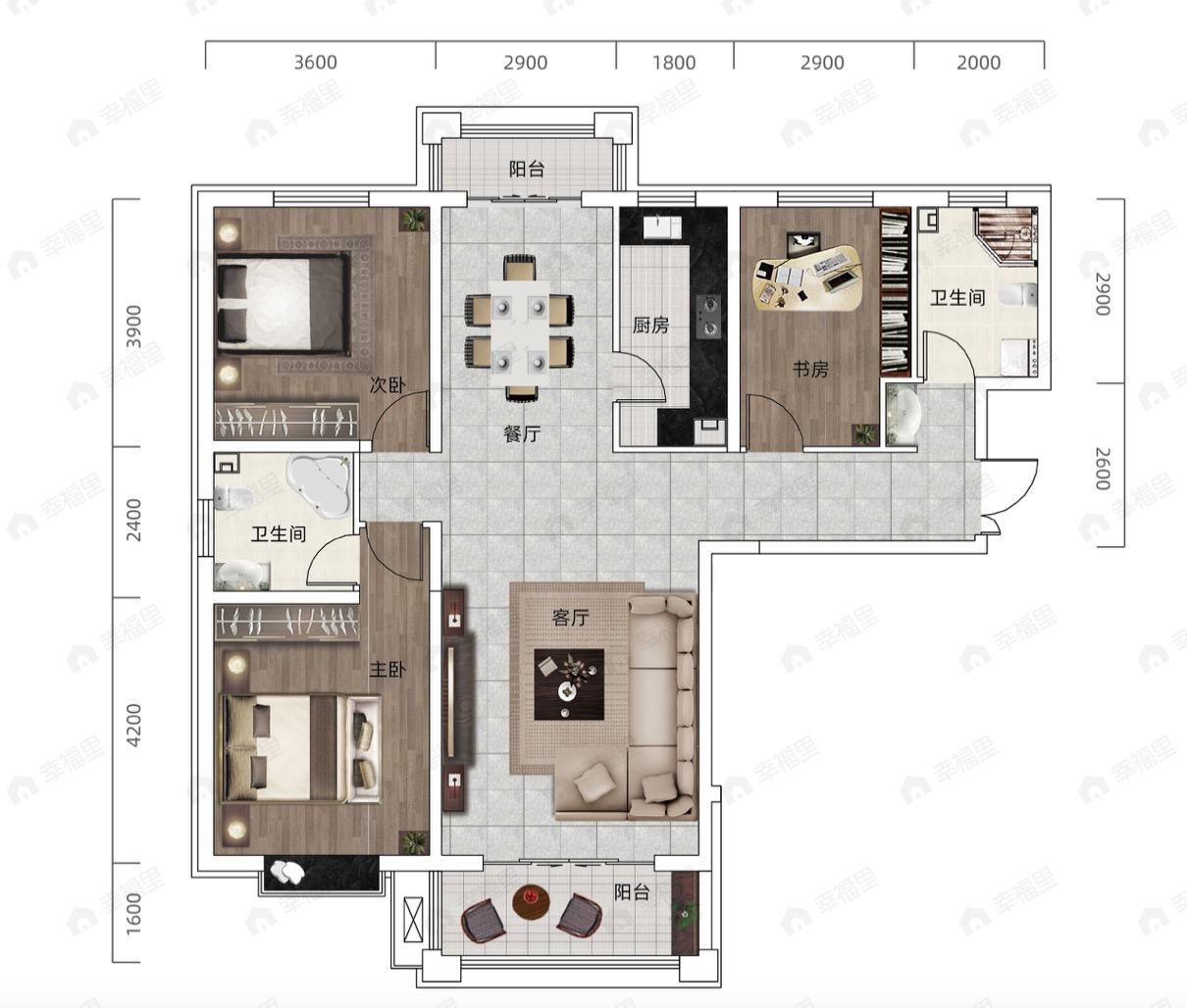 盛世和平居3室2厅2卫户型图