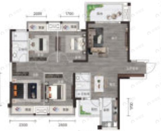 隆源学府4室2厅2卫户型图