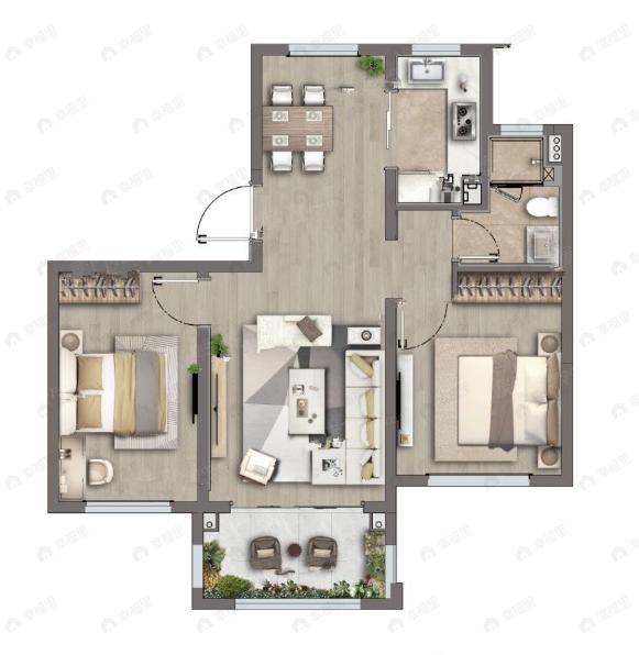 宝华颛桥紫薇花园2室2厅1卫户型图