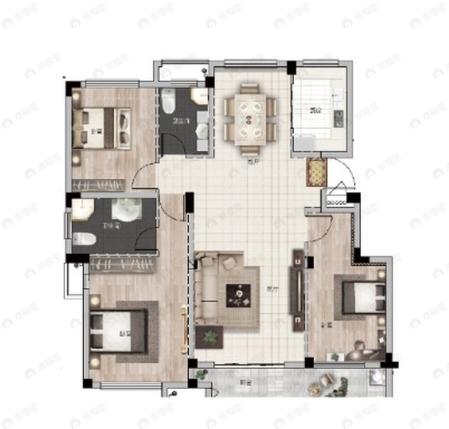 德悦金澜香溪3室2厅2卫户型图