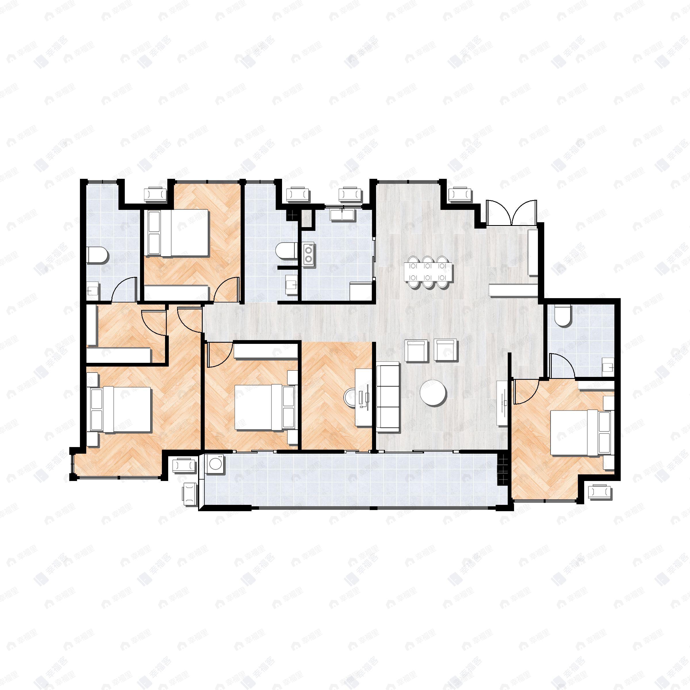 5室2厅3卫建面168平户型图