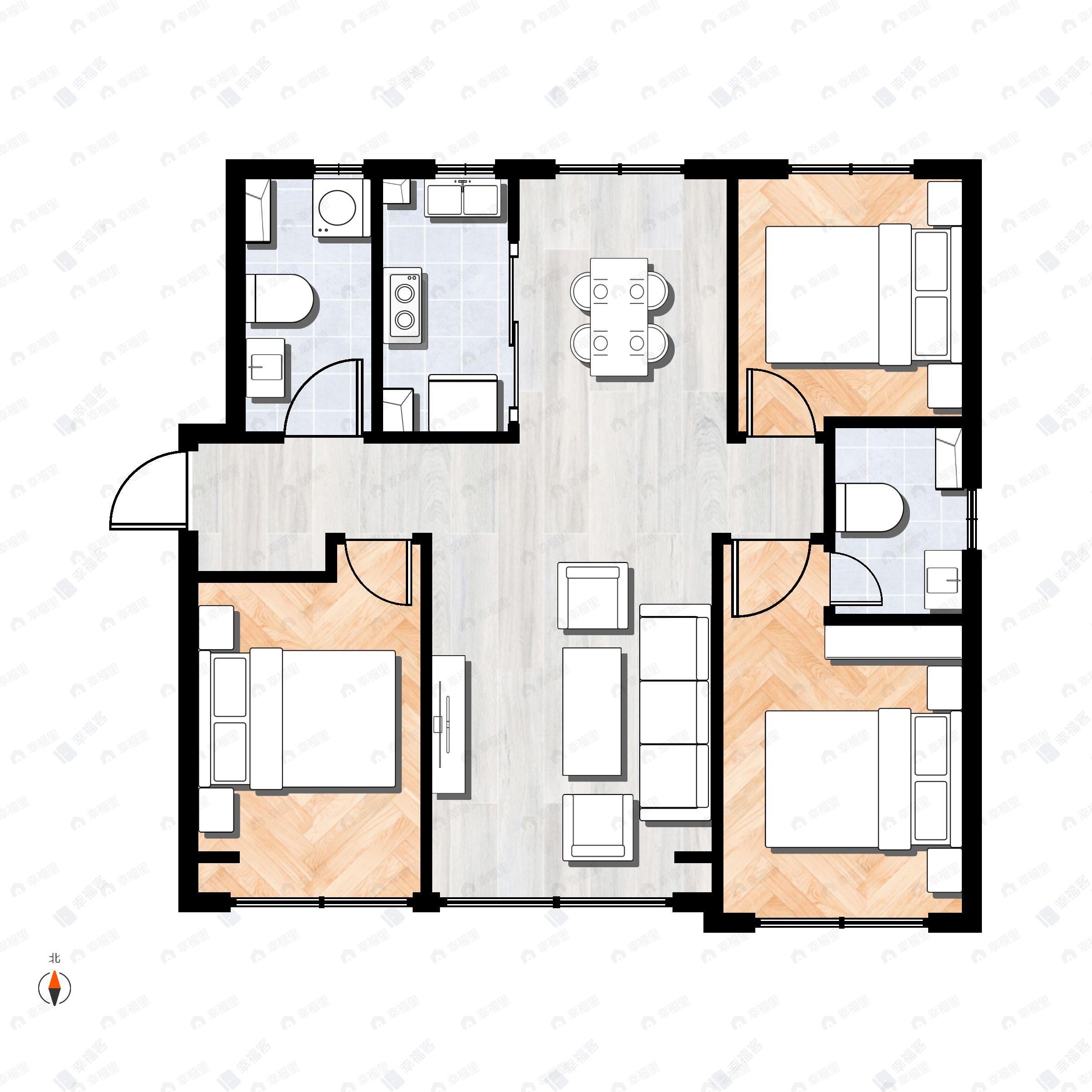 中海云庭3室2厅2卫户型图