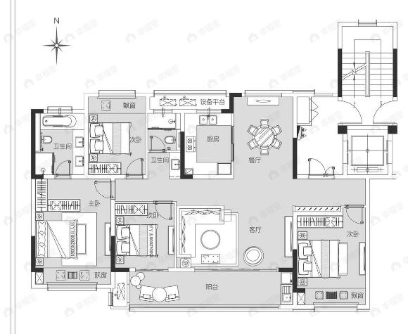 ICC白云新城5室2厅2卫户型图