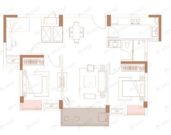 天熙楚世家3室2厅1卫户型图