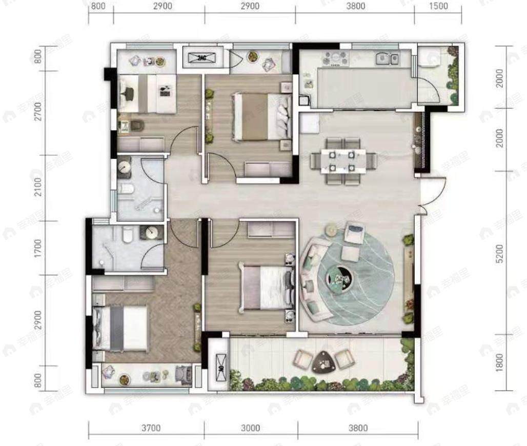 凰腾西宸昱府4室2厅2卫户型图