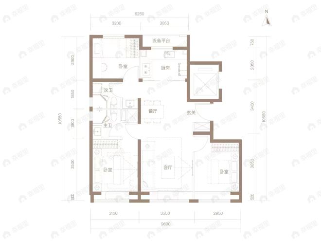 绿城桂语听澜3室2厅2卫户型图