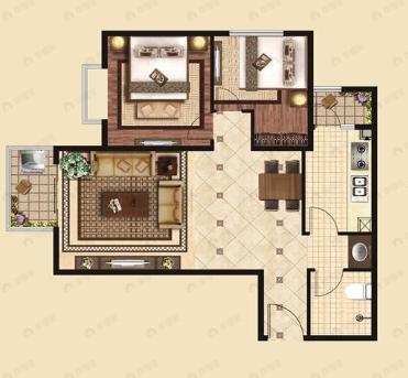 太阳城2室2厅1卫户型图