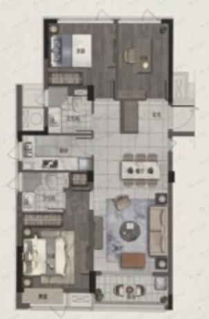 市政绿城桂语江南3室2厅2卫户型图