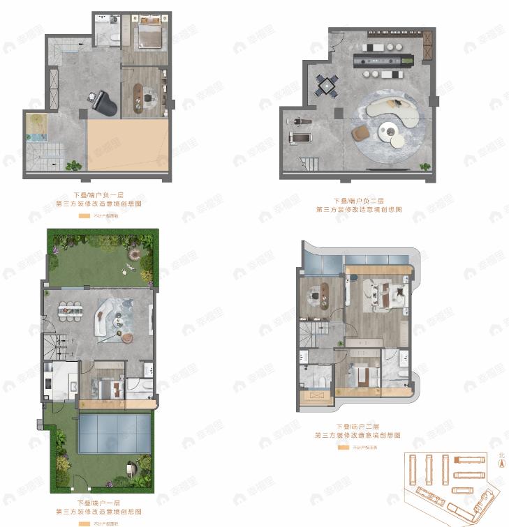 4室2厅4卫建面251平南|东|西|北户型图