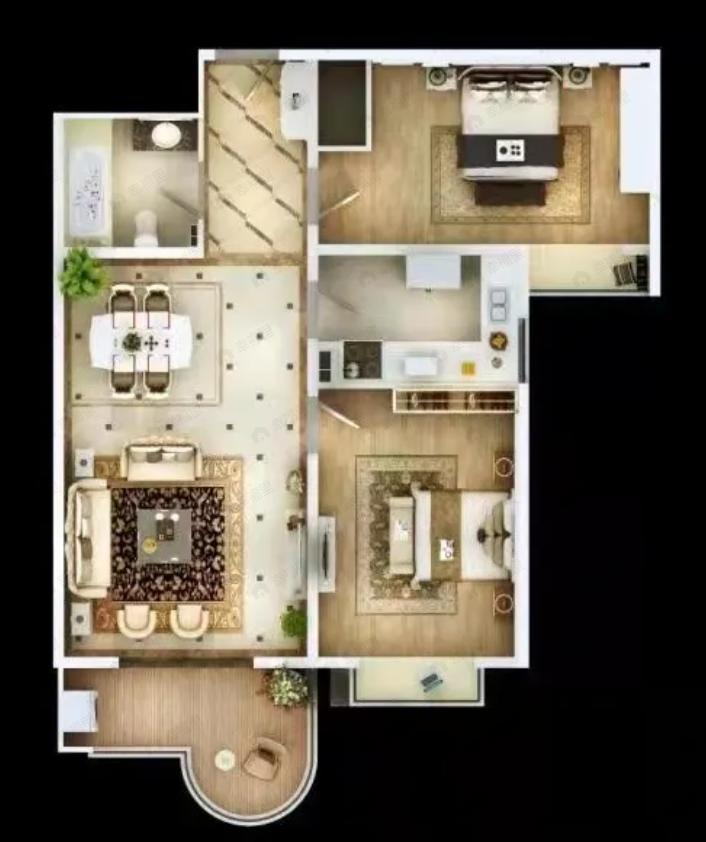 云溪东境2室2厅1卫户型图