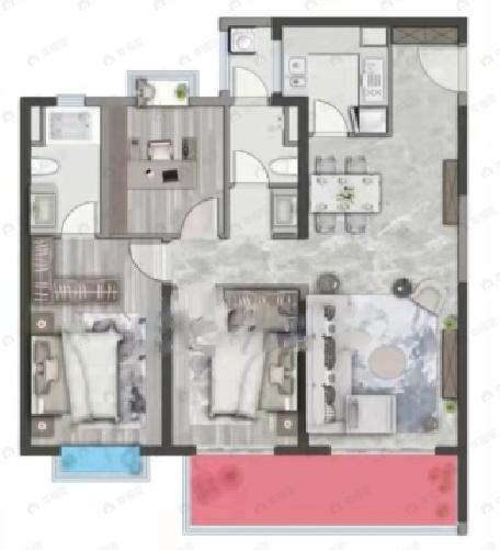 保利城3室2厅2卫户型图