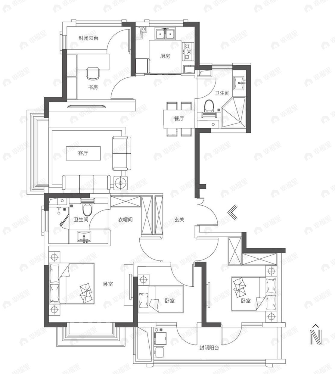 海玥华府4室2厅2卫户型图