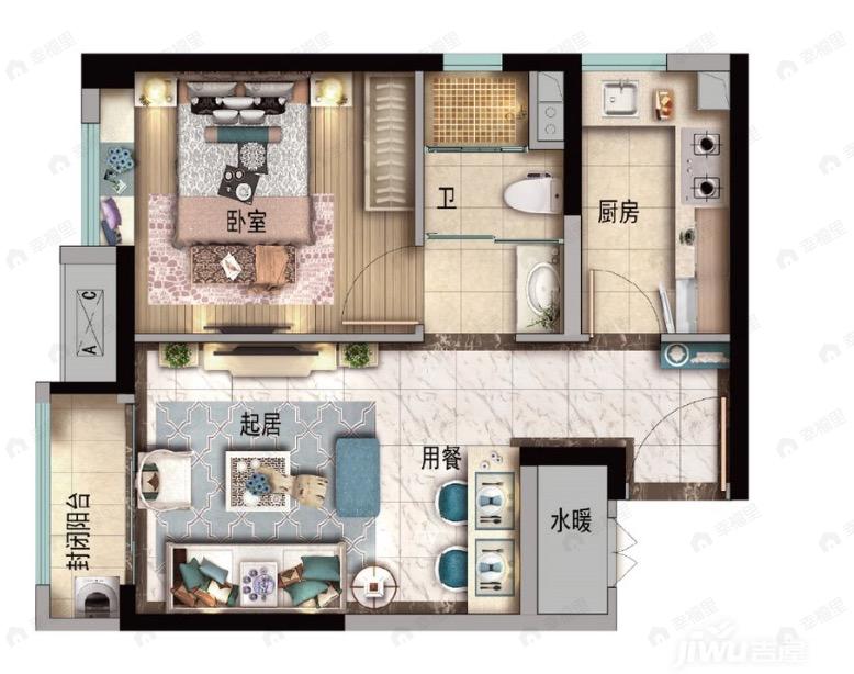 兰州碧桂园文璟城1室1厅1卫户型图
