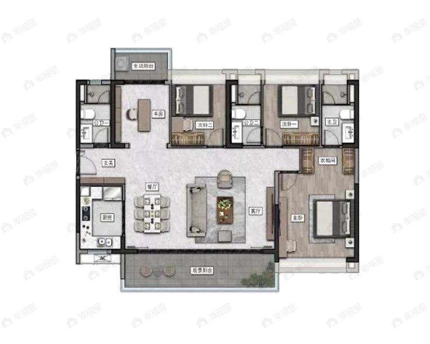 科苑壹号4室2厅3卫户型图