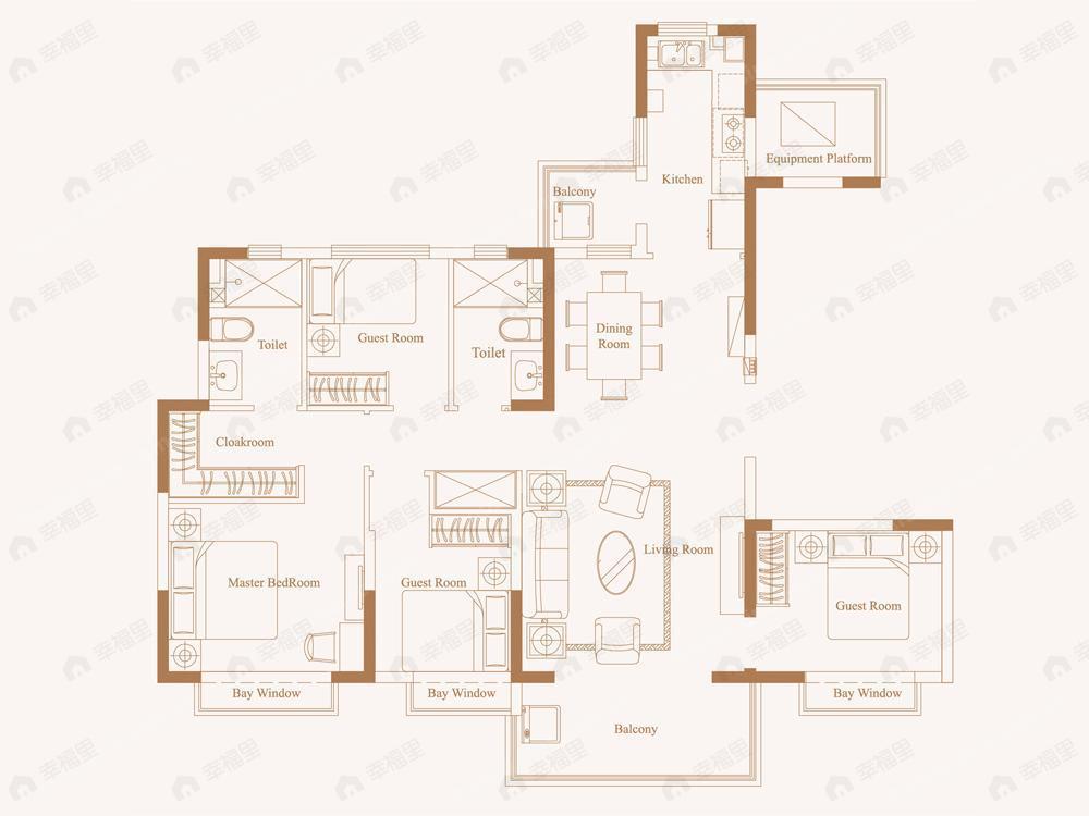 恒大珺睿庭4室2厅2卫户型图